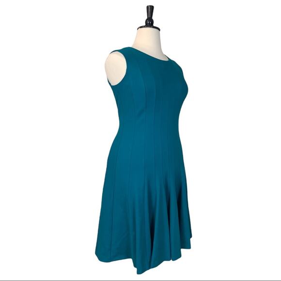 Lands’ End Teal Green/Blue Seamed Sleeveless Fit Flare Ponte Dress Size 14 - Picture 2 of 11